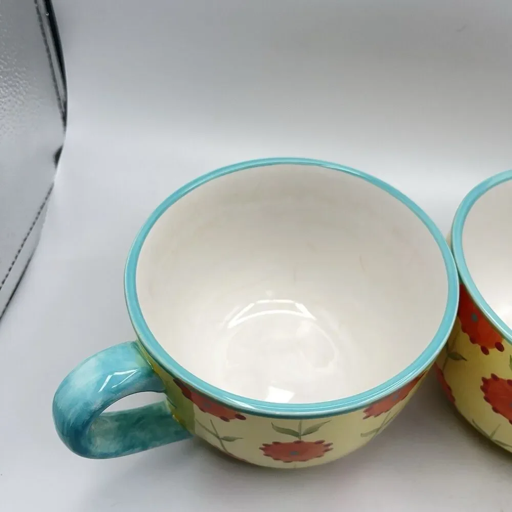 CRATE & BARREL - CERAMIC FLORAL ~ Set Of 2